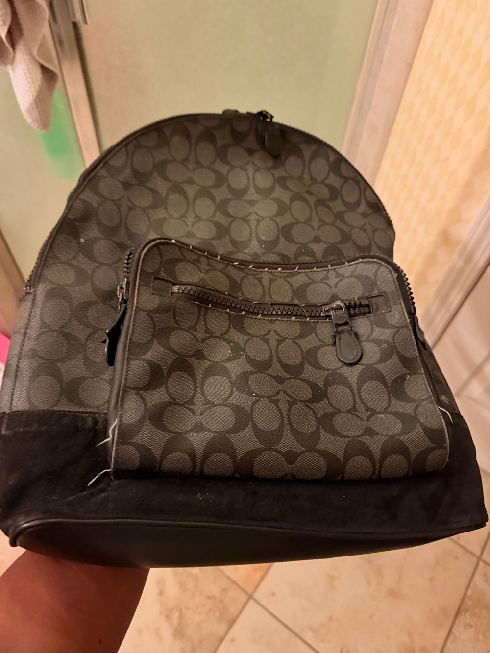 Coach Signature Canvas Men's Backpack in Black and Gray